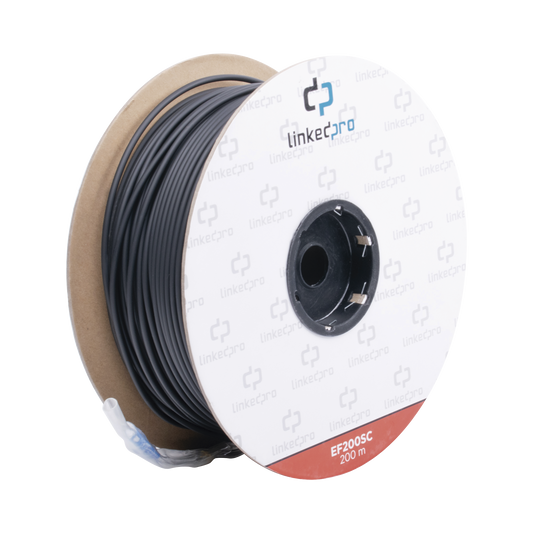 Carrete De Fibra Óptica Monomodo Con Conectores Sc-Sc Duplex, Reforzada Con Kevlar, De 200 Metros
