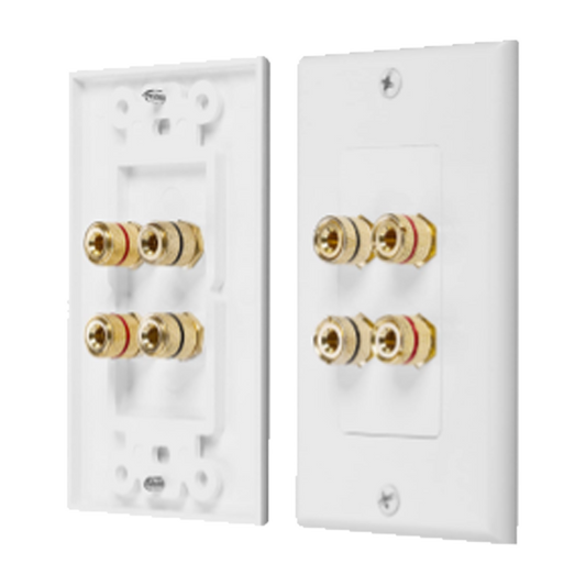 Placa De Pared | Postes De Unión Tipo Banana | Conexión Para 2 Altavoces | Fácil Instalación | Conectores Chapados En Oro