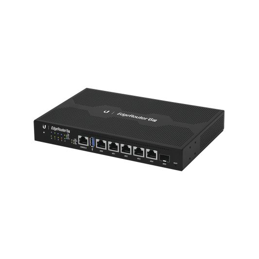 Edgerouter 6 Poe Pasivo 24 V, Con 5 Puertos 10/100/1000 Mbps + 1 Puerto Sfp, Con Funciones Avanzadas De Ruteo