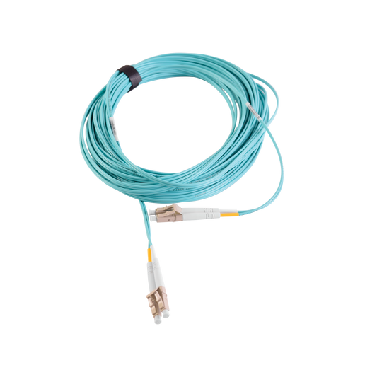Jumper De Fibra Óptica Multimodo 50/125 Xglo Om3, Lc-Lc Duplex, Ofnr, Color Aqua, 15 Metros