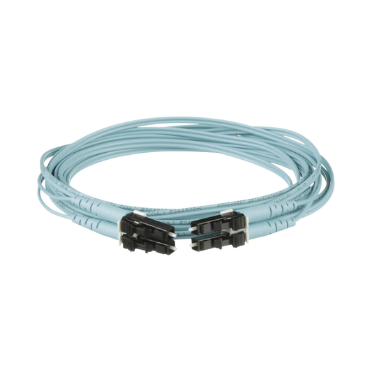 Jumper De Fibra Optica Multimodo 50/125 Om3, Lc-Lc Duplex, Ofnr (Riser), Color Aqua, 4 Metros