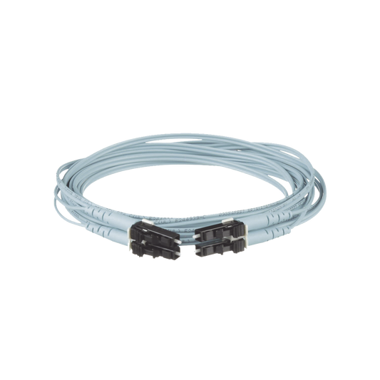Jumper De Fibra Optica Multimodo 50/125 Om3, Lc-Lc Duplex, Ofnr (Riser), Color Aqua, 7 Metros