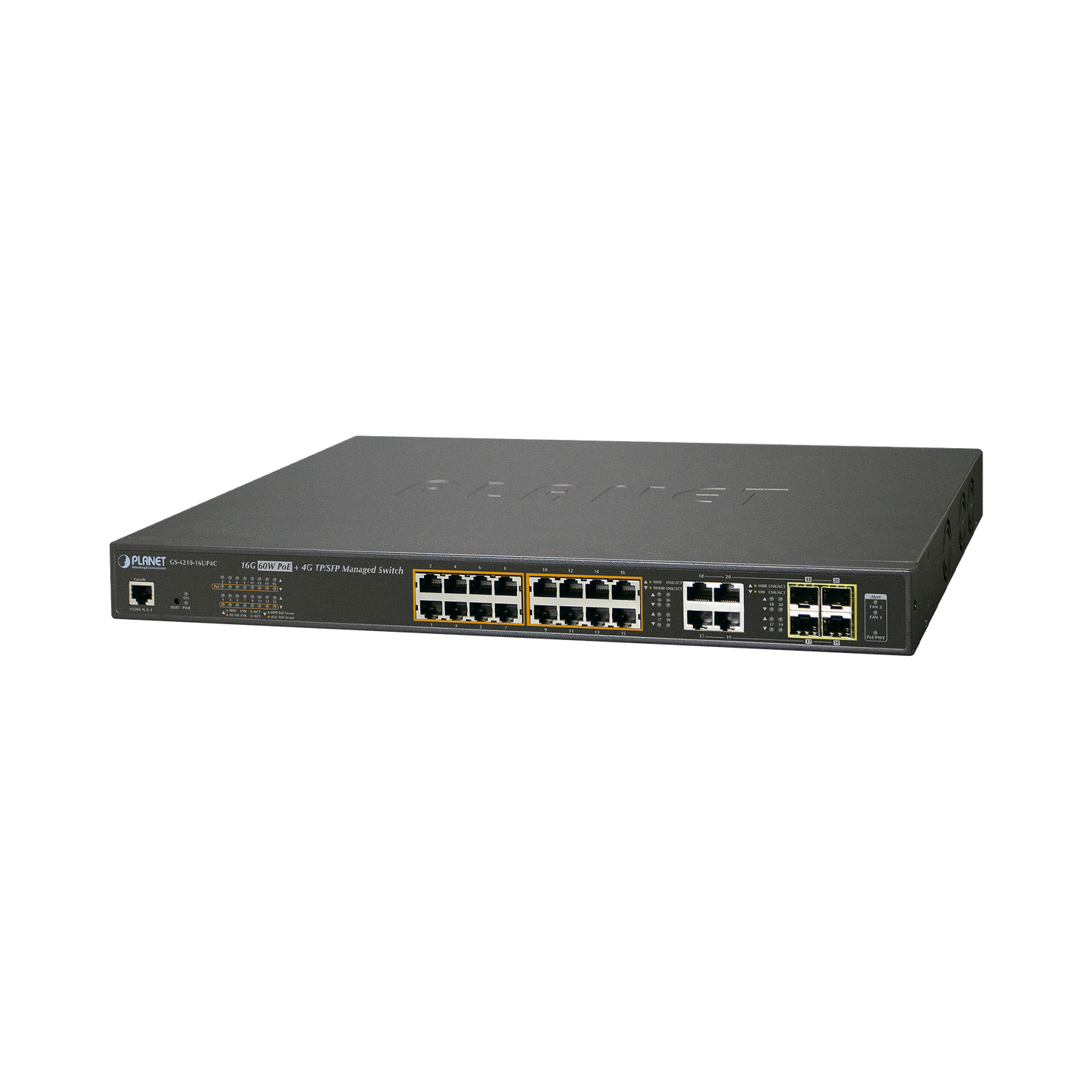 Switch Administrable L2, 16 Puertos 10/100/1000T Ultra Poe + 4 Puertos Gigabit Combo Tp/Sfp