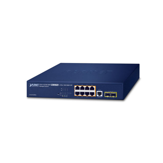 Switch Administrable Capa 2 De 8 Puertos Poe 802.3Af/At Gigabit 140 W Max, 2 Puertos Sfp, Modo Extendido Hasta 250 M.