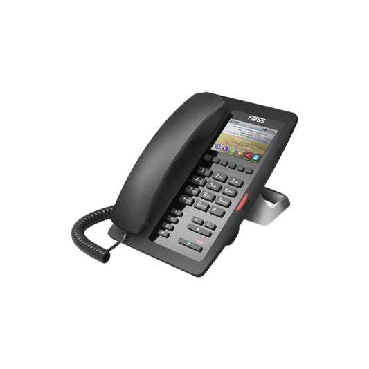 (H5 Color Negro) Teléfono IP Hotelero de gama alta, pantalla LCD de 3.5 pulgadas a color, 6 teclas programables para servicio rápido (Hotline), PoE