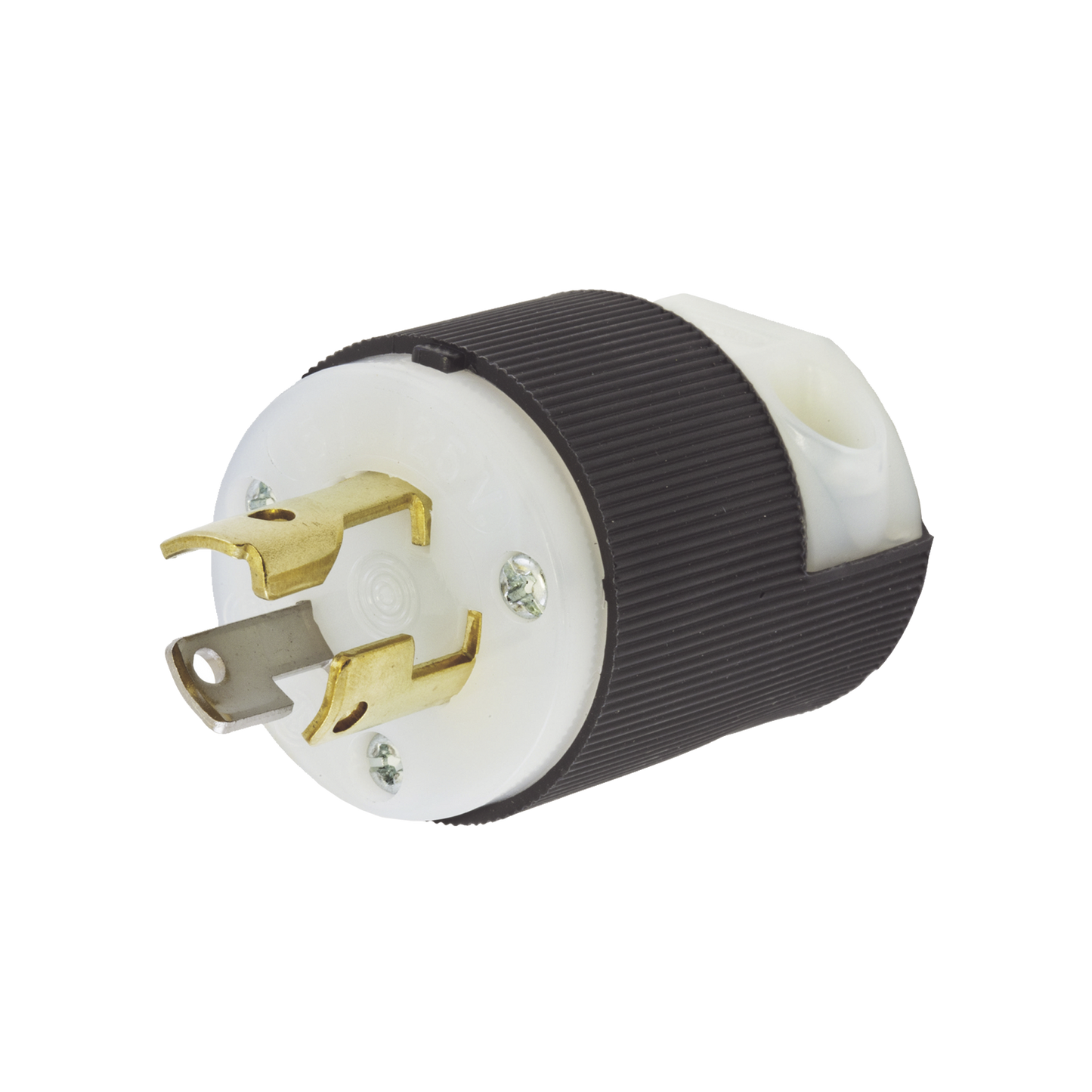 Clavija De Media Vuelta, 15 A 125 V Ca 2 Polos 3 Hilos , Color Blanco Y Negro, (Nema L5-15P).