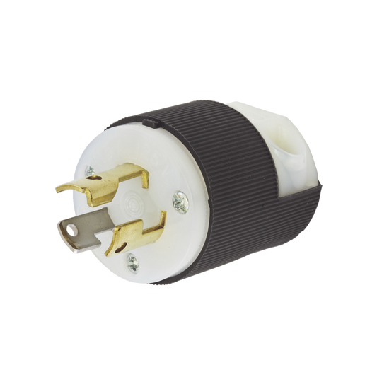 Clavija De Media Vuelta, 15 A 125 V Ca 2 Polos 3 Hilos , Color Blanco Y Negro, (Nema L5-15P).