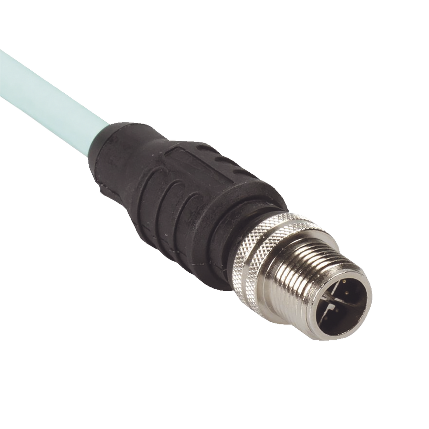 Cable De Conexión Industrialnet Cat6A, Con Conector Recto M12 X-Code Macho En Ambos Extremos, Blindado Sf/Utp, Forro Tpo, Color Azul Cerceta, 1 Metro