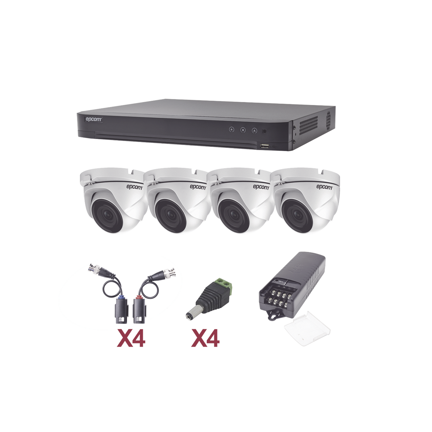 Kit Turbohd 1080p Dvr 4 Canales 4 Cámaras Eyeball Exterior 28 Mm Citys 5987