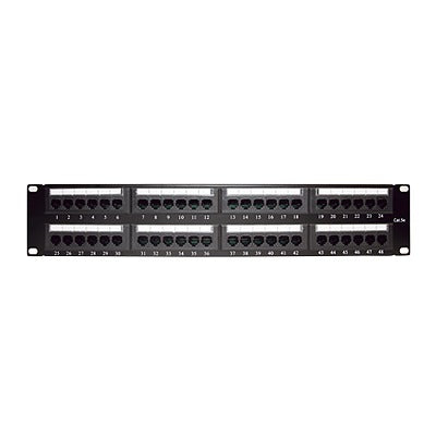 Panel De Parcheo De Impacto (110) Utp De 48 Puertos Cat5E 19In, 2U Con Barra Para Organizar Cable