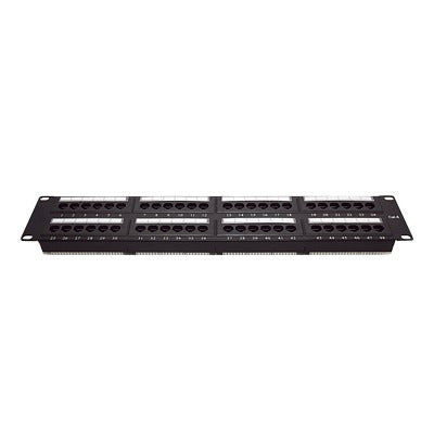 Panel De Parcheo De Impacto (110) Utp De 48 Puertos Cat6, 19In, 2U, Con Barra Para Organizar Cable