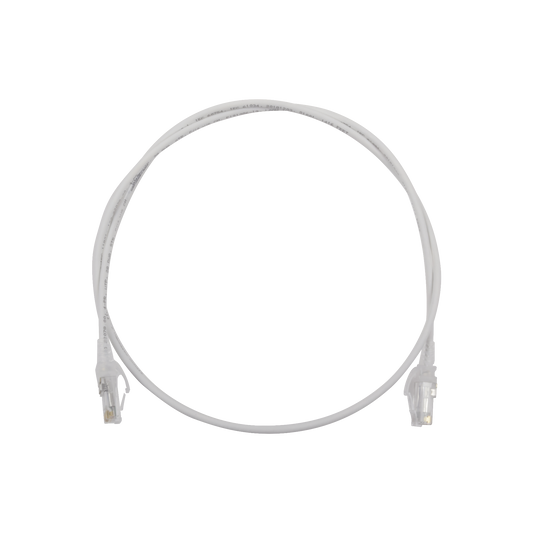 Patch Cord Mc6 Modular Cat6 Utp, Cm/Ls0H, 3Ft, Color Blanco, Diámetro Reducido (28Awg)