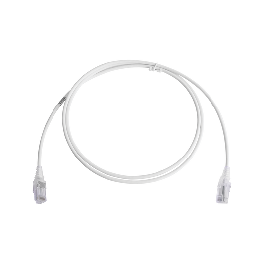 Patch Cord Mc6 Modular Cat6 Utp, Cm/Ls0H, 5Ft, Color Blanco, Diámetro Reducido (28Awg)