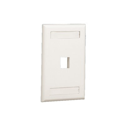 Placa De Pared Vertical, Salida Para 1 Puerto Keystone, Con Espacios Para Etiquetas, Color Blanco Mate