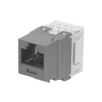 Conector Jack Estilo 110 (De Impacto), Tipo Keystone, Categoría 6, De 8 Posiciones Y 8 Cables, Color Gris