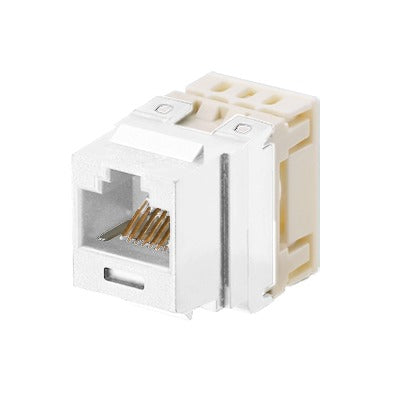 Conector Jack Estilo 110 (De Impacto), Tipo Keystone, Categoría 5E, De 8 Posiciones Y 8 Cables, Color Blanco Mate