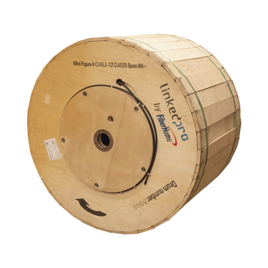 Carrete De 4 Km De Fibra Óptica Aérea Mini Figura 8, G.652D, Monomodo De 12 Hilos, Exterior, Span 80, Loose Tube