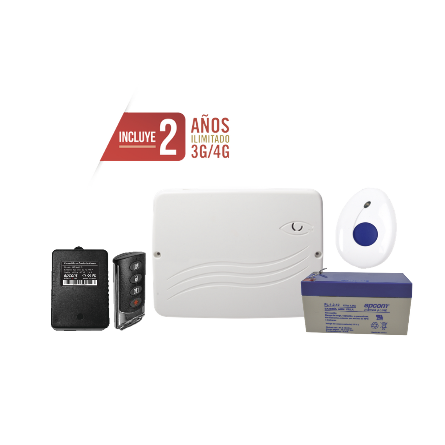 Kit De Panel De Alarma Hibrido 4G Lte Con Boton De Panico Y Deteccion De Caidas, Incluye Sim Con 2 Años De Datos Y App Gratuita