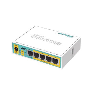 (Hex Poe Lite) Routerboard, 5 Puertos Fast Ethernet, 4 Con Poe Pasivo, 1 Puerto Usb