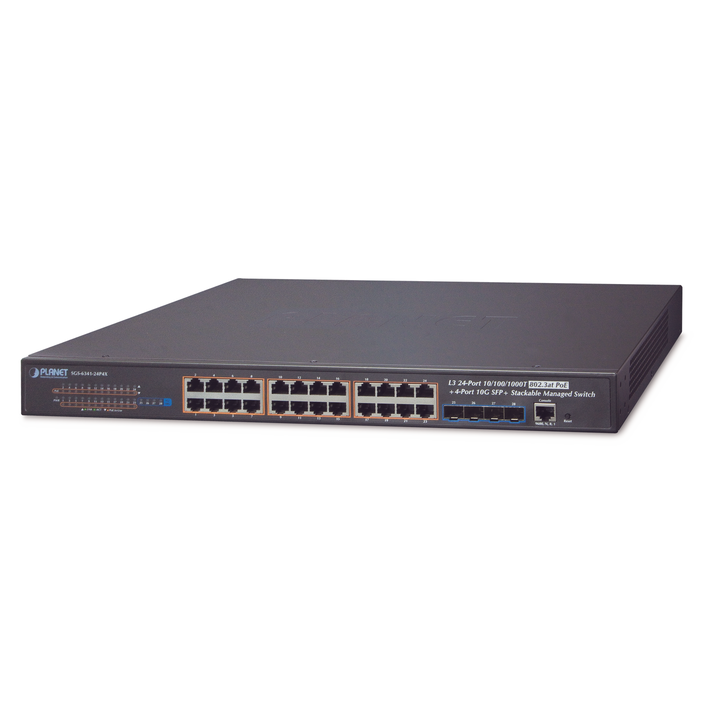 Switch Administrable L3 Stacking 10/100/1000T 24 Puertos Poe802.3At, 4 Puertos 10G Sfp+ 370 W