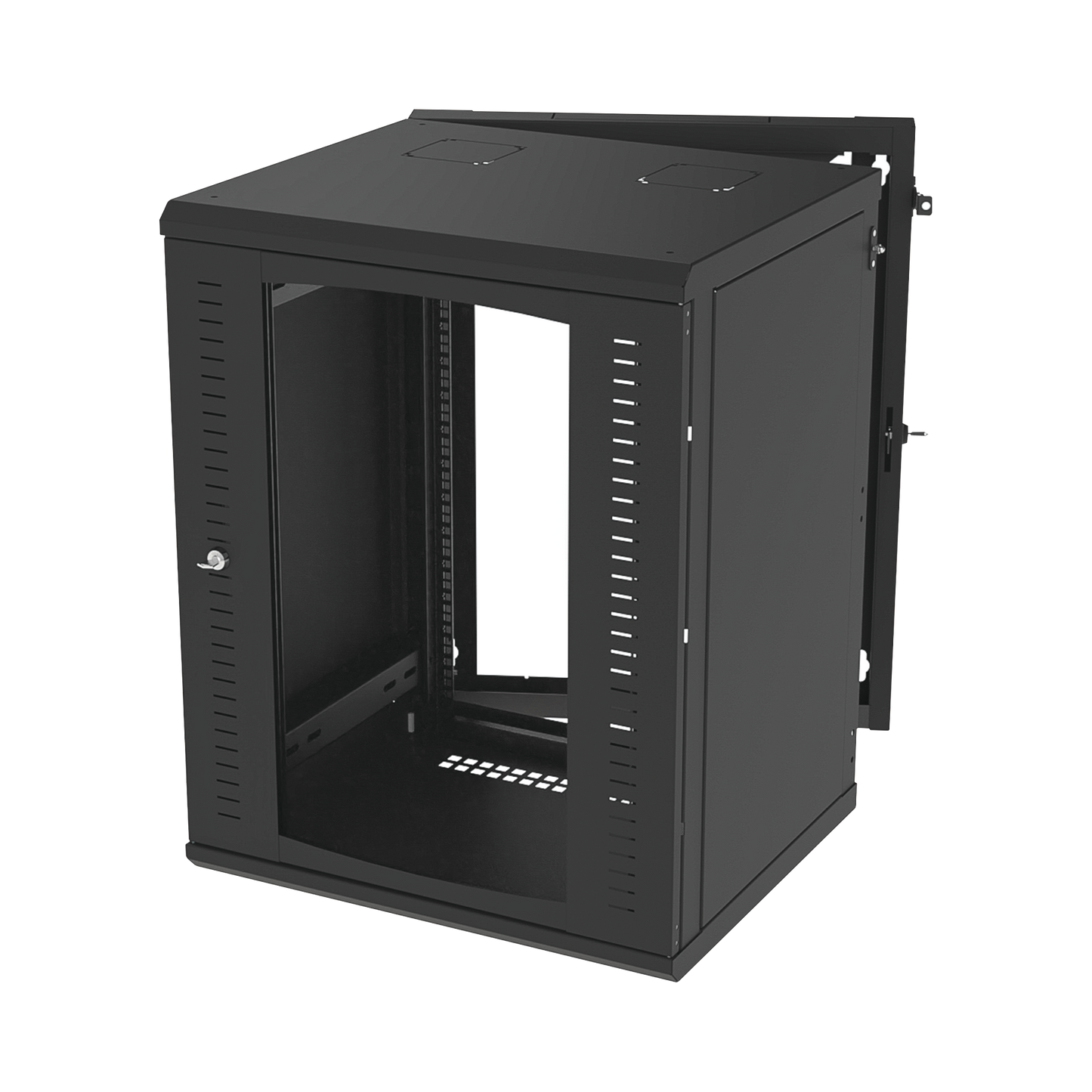 Gabinete Abatible De Pared (Con Marco Trasero) Con Rack 19" De 16 Unidades. Ventana De Cristal Templado.