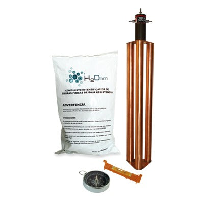 Kit De Puesta A Tierra De 100 Amperes Con Electrodo, Filtro Y Compuesto H2Ohm.