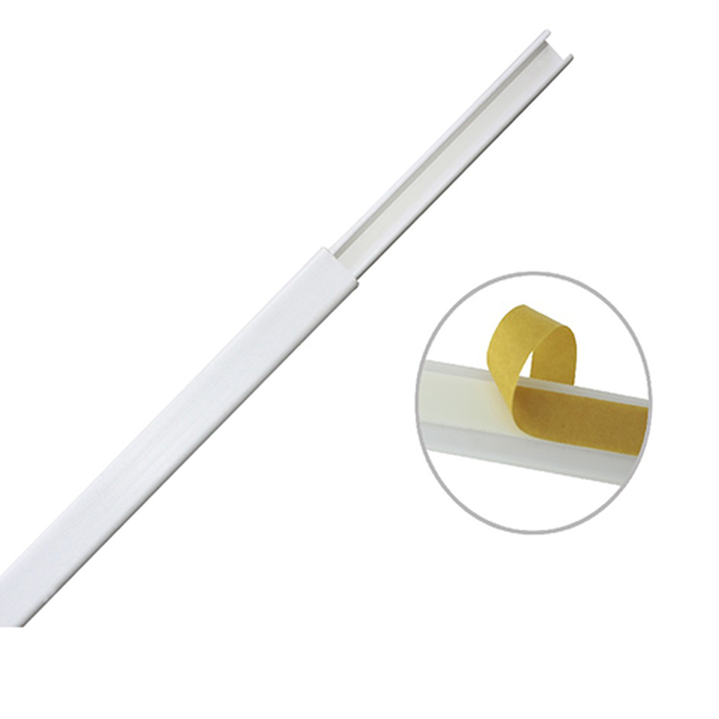 Canaleta Color Blanco De Pvc Auto Extinguible, De Una Vía, 12 X 8 Mm Tramo De 6 Pies Con Cinta Adhesiva (5000-21252)