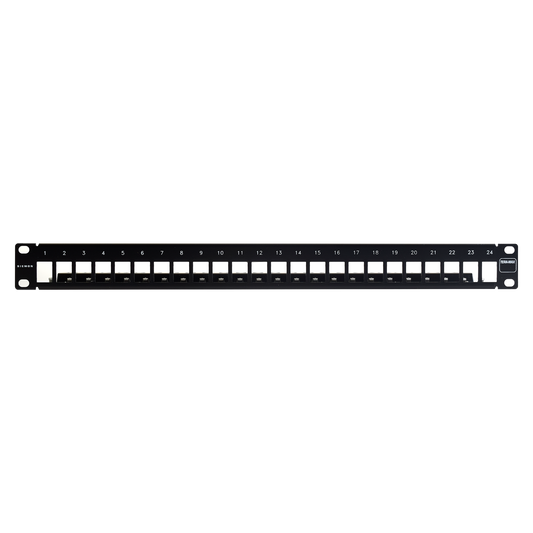 Patch Panel Tera-Max Blindado De 24 Puertos, Modular, Plano, Color Negro, 1Ur