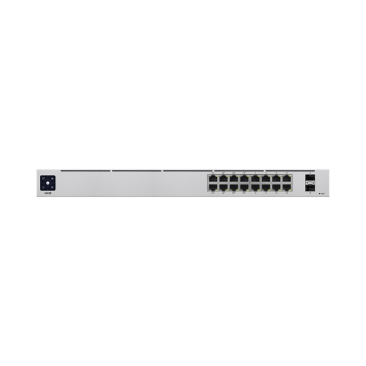 Unifi Switch Usw-16-Poe Gen2, Capa 2 De 16 Puertos (8 Puertos Poe 802.3Af/At + 8 Puertos Gigabit) + 2 Puertos 1G Sfp, 42W, Pantalla Informativa