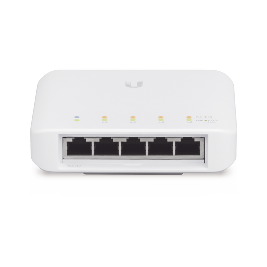 Switch UniFi FLEX de 5 puertos para exterior IP55 (1 x PoE de entrada 802.3af/at/bt y 4 puertos PoE de salida 802.3af)