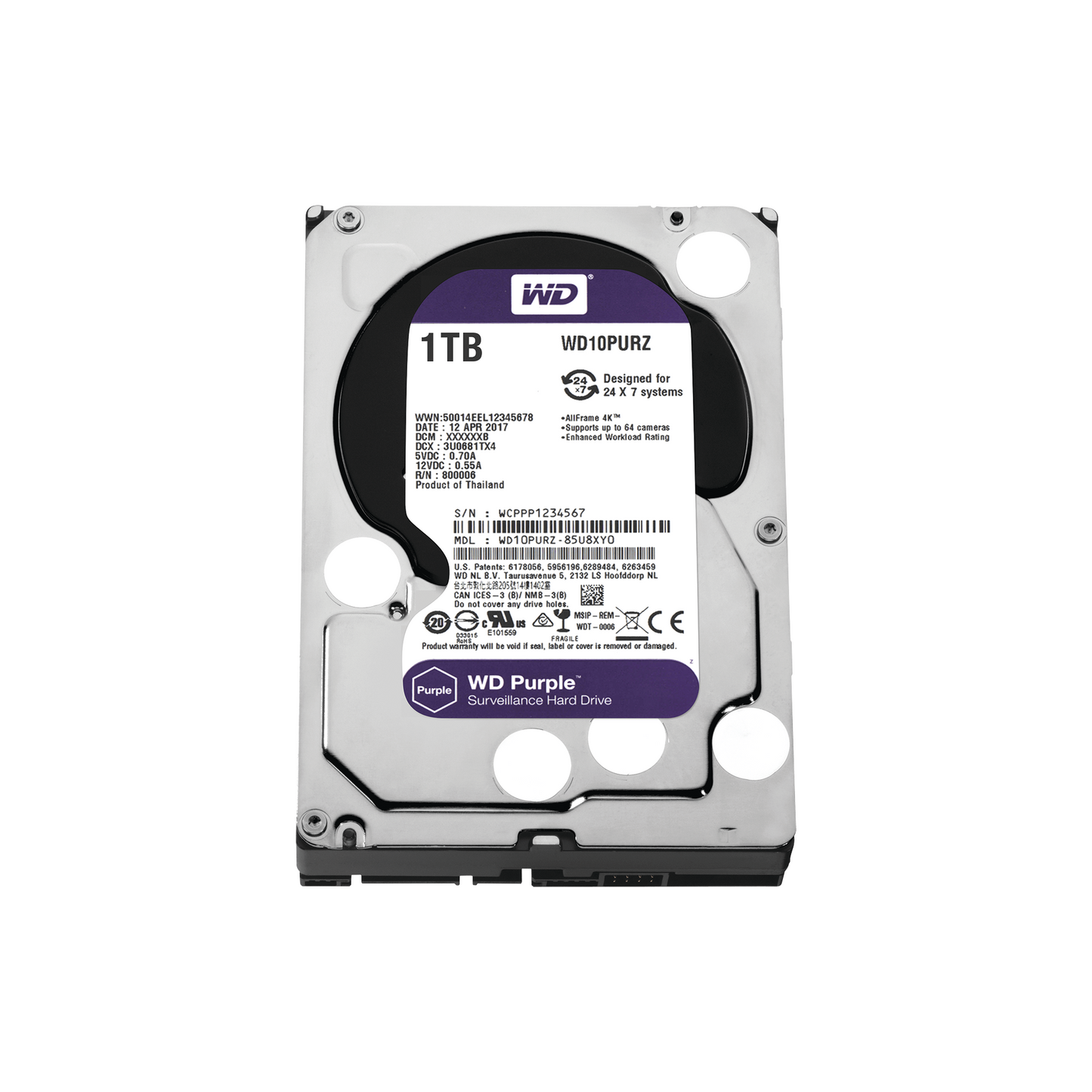 Disco Duro Purple De 1Tb / 3 Años De Garantía / Para Videovigilancia