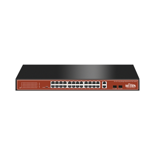 Switch Poe (802.3Af/At) No Administrable De Largo Alcance, Hasta 250M, Con 24 X 10/100Mbps + 2 X Sfp Gigabit Combo, 250 W